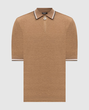 Stefano Ricci Brown linen polo shirt K919070P31T26104