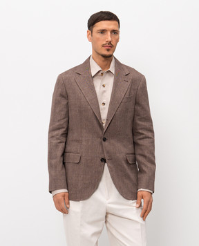Brunello Cucinelli Brown linen and wool blazer MZ4087BTD