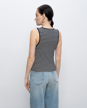 Twinset Black striped top with logo embroidery 261LM2GAA