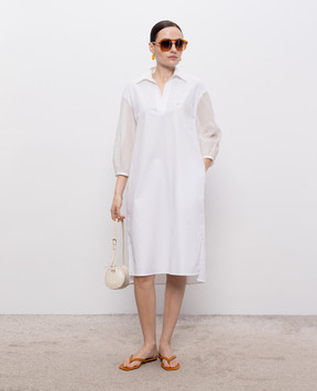 Peserico White silk dress with logo print S0256600K1979A
