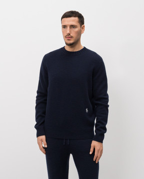 Sporty & Rich Blue SRC cashmere and wool sweater WS08362302BL106