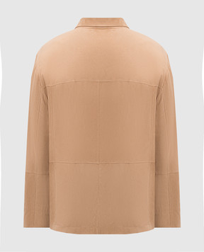 Brunello Cucinelli Beige suede jacket with emblem MPCFN2066