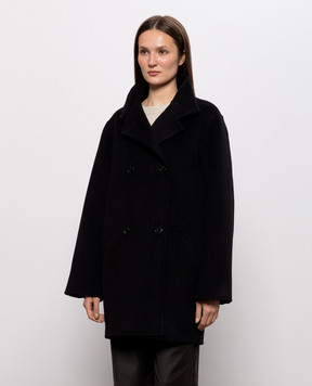 Loulou de Saison OLMO black double-breasted wool and cashmere coat OLMO