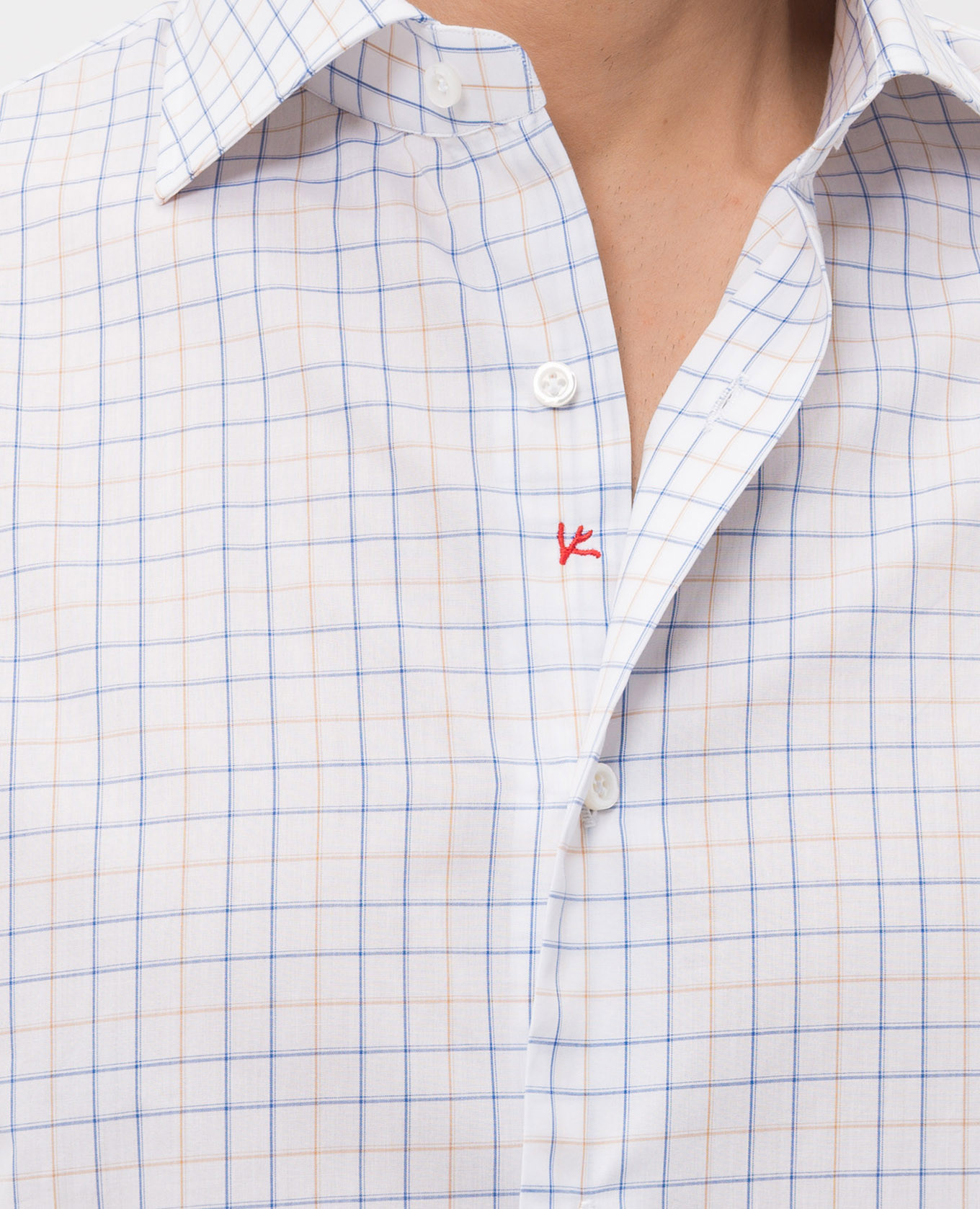 White cotton check shirt ISAIA 4