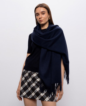 Max Mara BACIО blue cashmere stole with fringe BACI