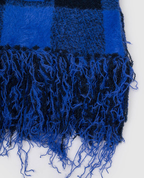 Off-White Blue wool check scarf OWMA06EF25KNI001