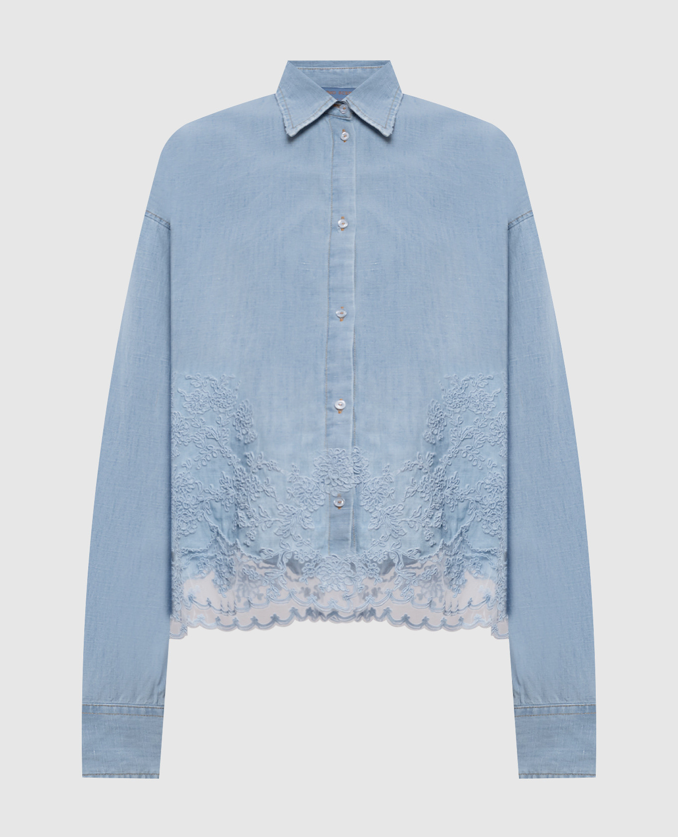 

Blue linen shirt with lace Ermanno Scervino, Light blue