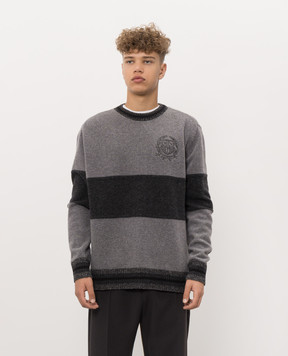 Iceberg Grey wool sweater with logo embroidery A0167077