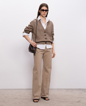 Brunello Cucinelli Brown cardigan with lurex MST258306