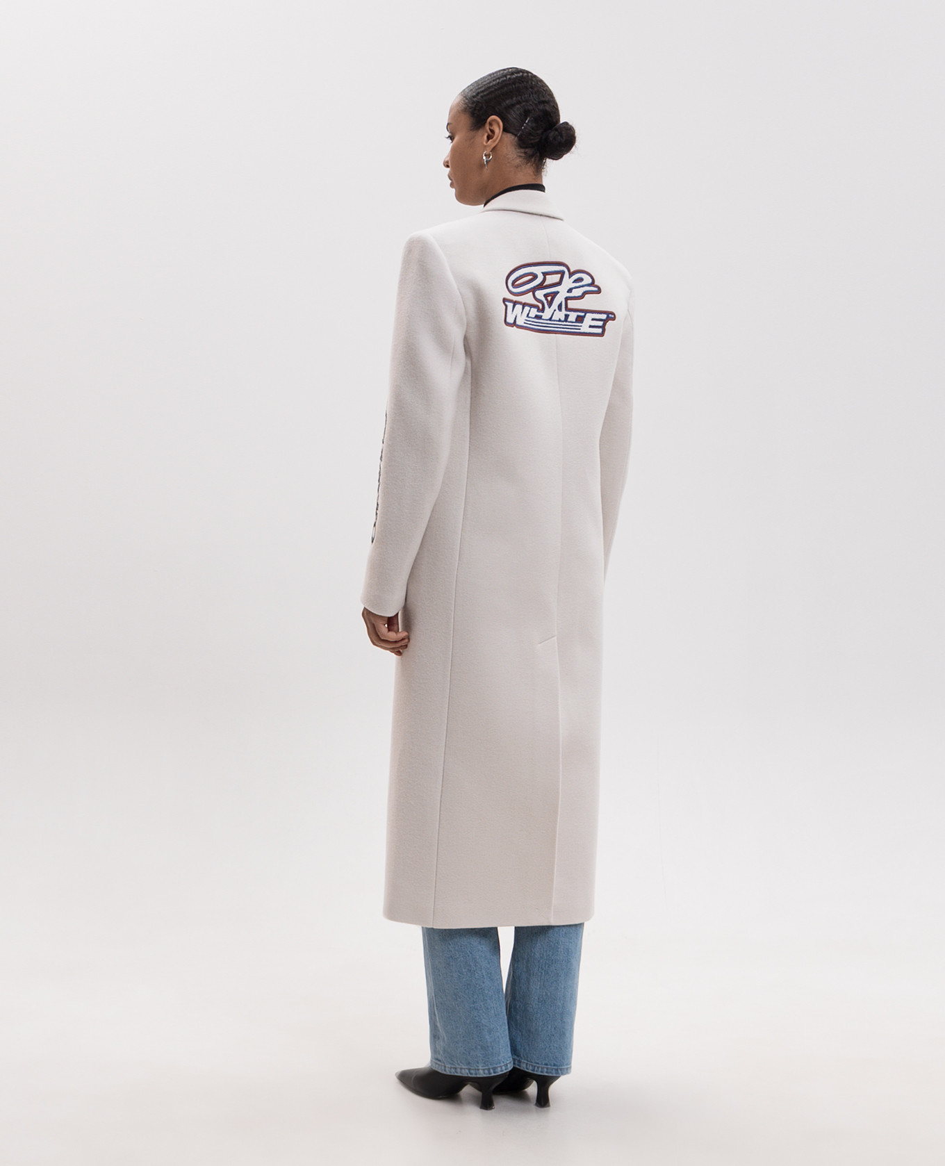 Black wool coat with stripes Off-White 4