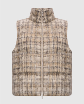 Peserico Beige checked wool vest A0347600438