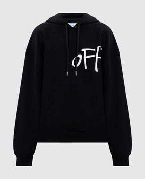 Off-White Black hoodie with logo print 2BB058S26FLE001