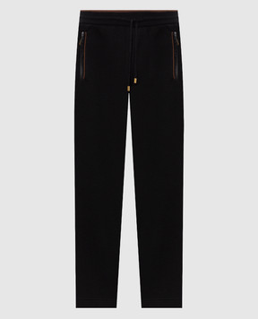 Stefano Ricci Black sweatpants with crocodile leather inserts K606437T14F26323