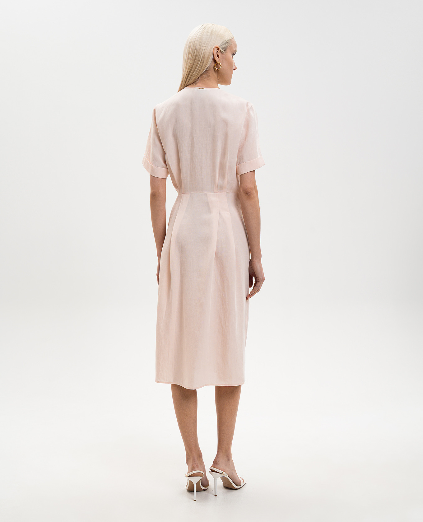 Pink dress with linen Twinset 3