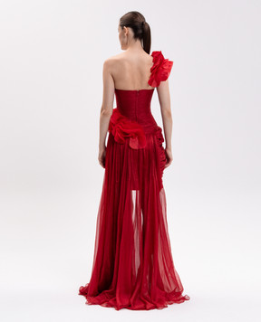 Iris Serban Red bustier dress with floral applique SHANYA