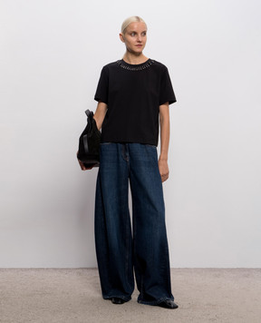 Twinset Black T-shirt with crystals 262AP2480