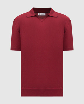 Brunello Cucinelli Burgundy polo collar t-shirt M29800145