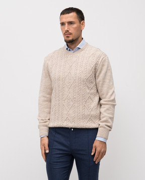 Florentino Beige wool sweater with a pattern 225415520600