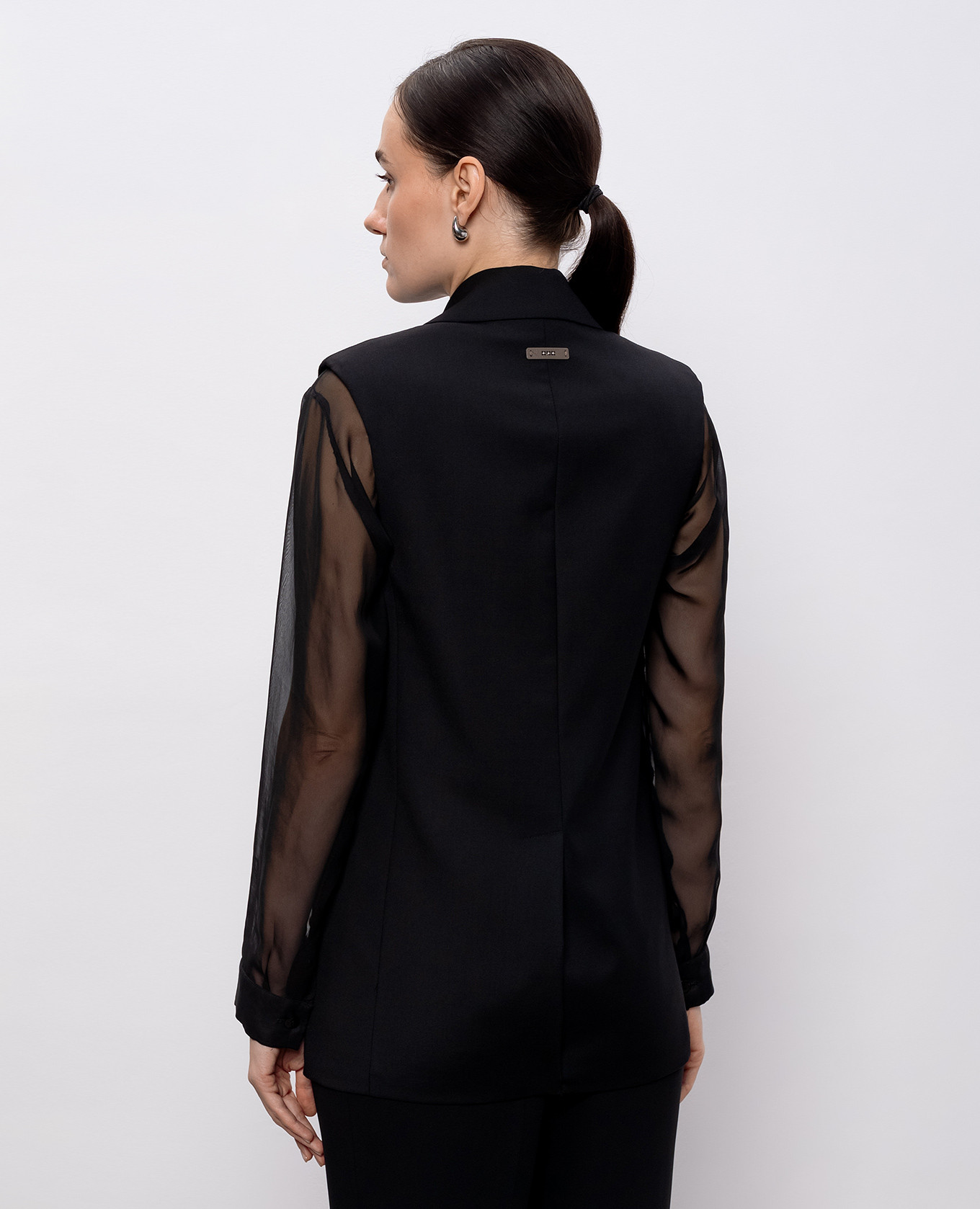 Black double-breasted wool vest Peserico 4