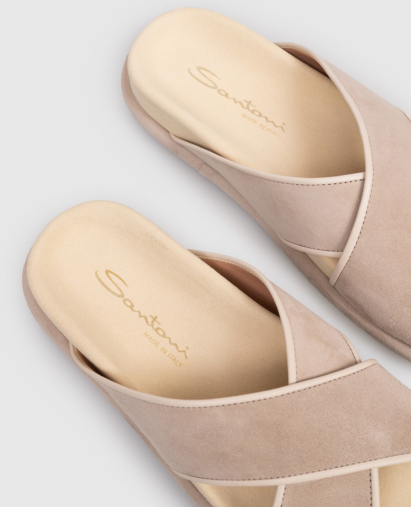 

Beige suede flip-flops Santoni