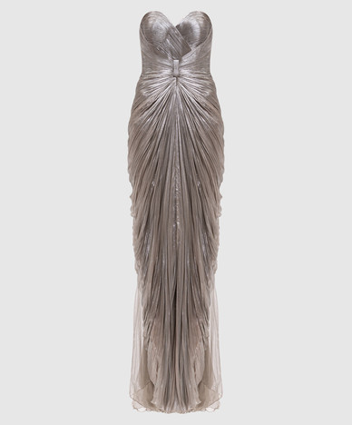 Iolanda beige bustier dress with drapery