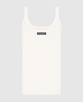 Dolce&Gabbana Ivory ribbed T-shirt F8W45TFU7AV