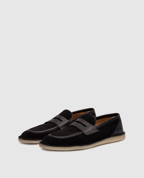 Dolce&Gabbana Black suede loafers with metal monogram A50744A0084