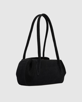 YUZEFI Oyster black suede baguette bag OYSTERSHOULDERBAG