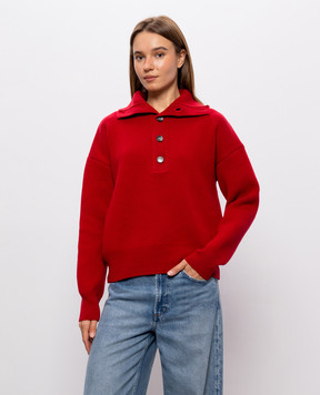 Ami Paris Red merino wool sweater UKS885KN0192w