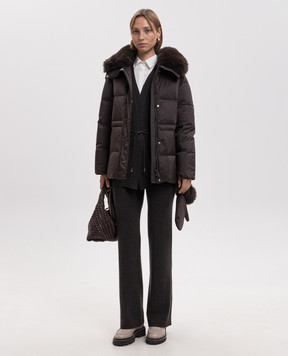 Peserico Brown cardigan made of wool, silk and cashmere A99210F12A09283