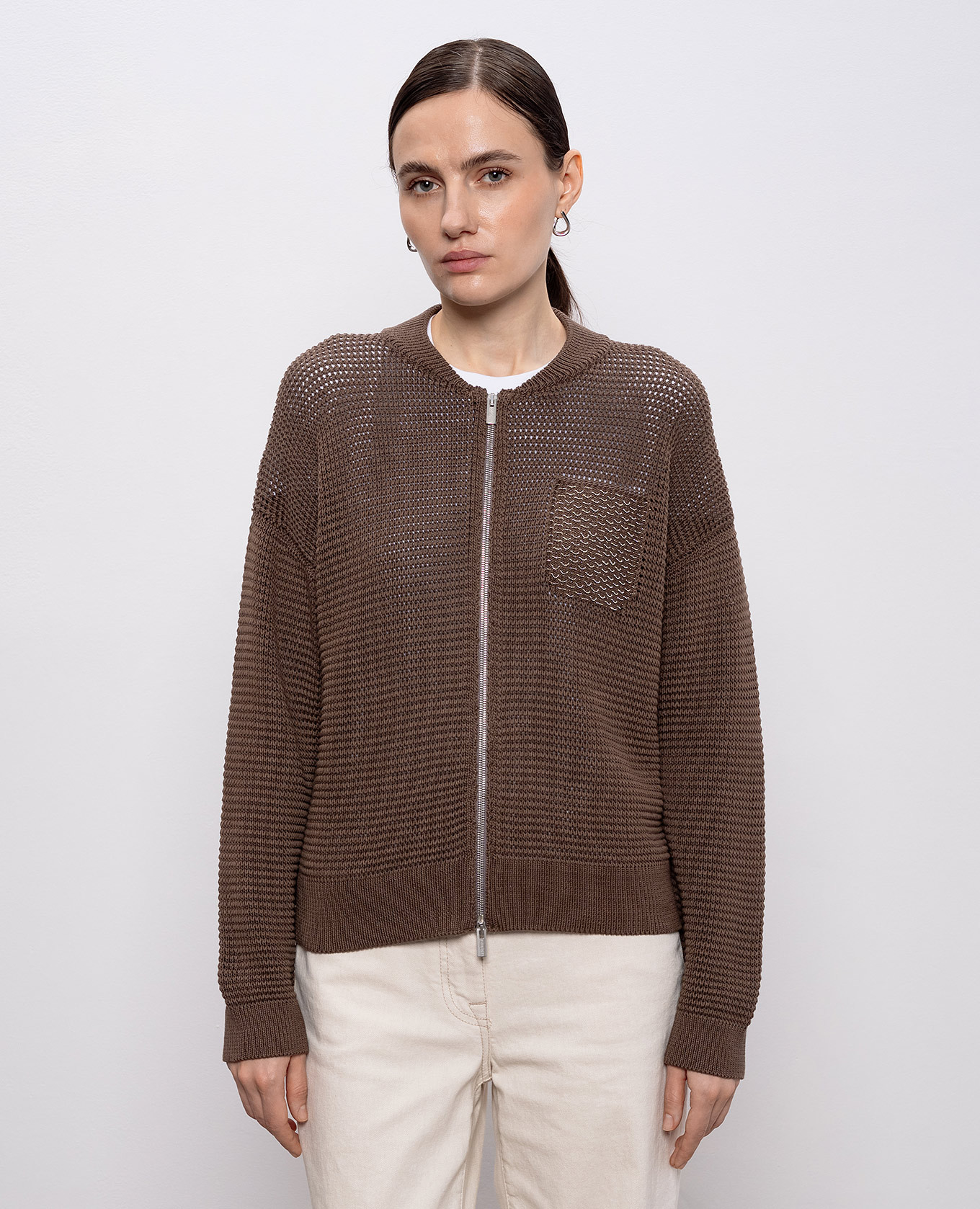 

Brown cardigan with monil chain Peserico
