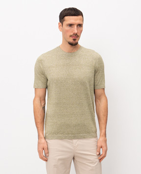 MooRER Jude green melange linen t-shirt JUDEMAG