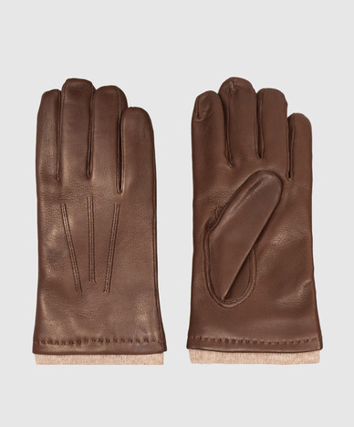 Brown leather gloves