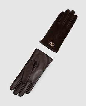 Twinset Brown gloves with nubuck 262TO5210