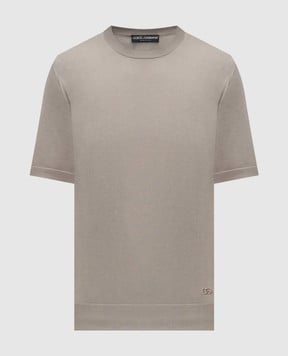 Dolce&Gabbana Khaki silk T-shirt GXX03ZJBSO5