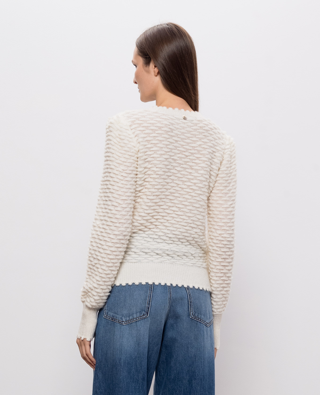 Ivory sweater with textured pattern Twinset 4