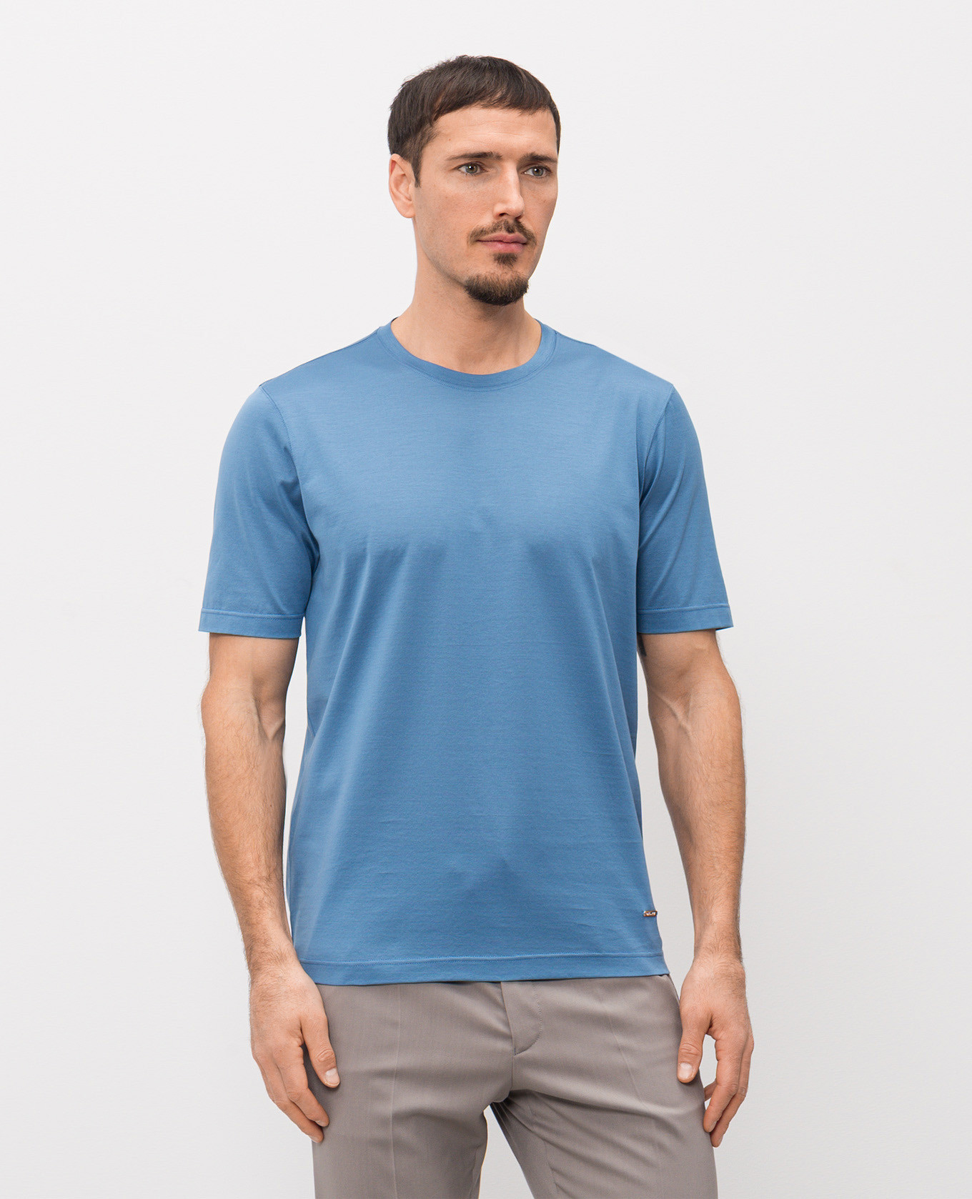 

Blue T-shirt with logo patch Enrico Mandelli, Light blue