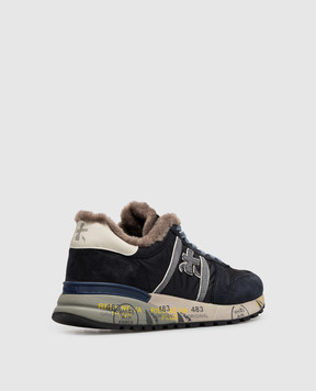 Premiata Blue Lander combination sneakers with fur LANDER8656M