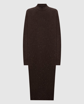 Peserico Brown midi dress with wool and silk S92285F07K09095