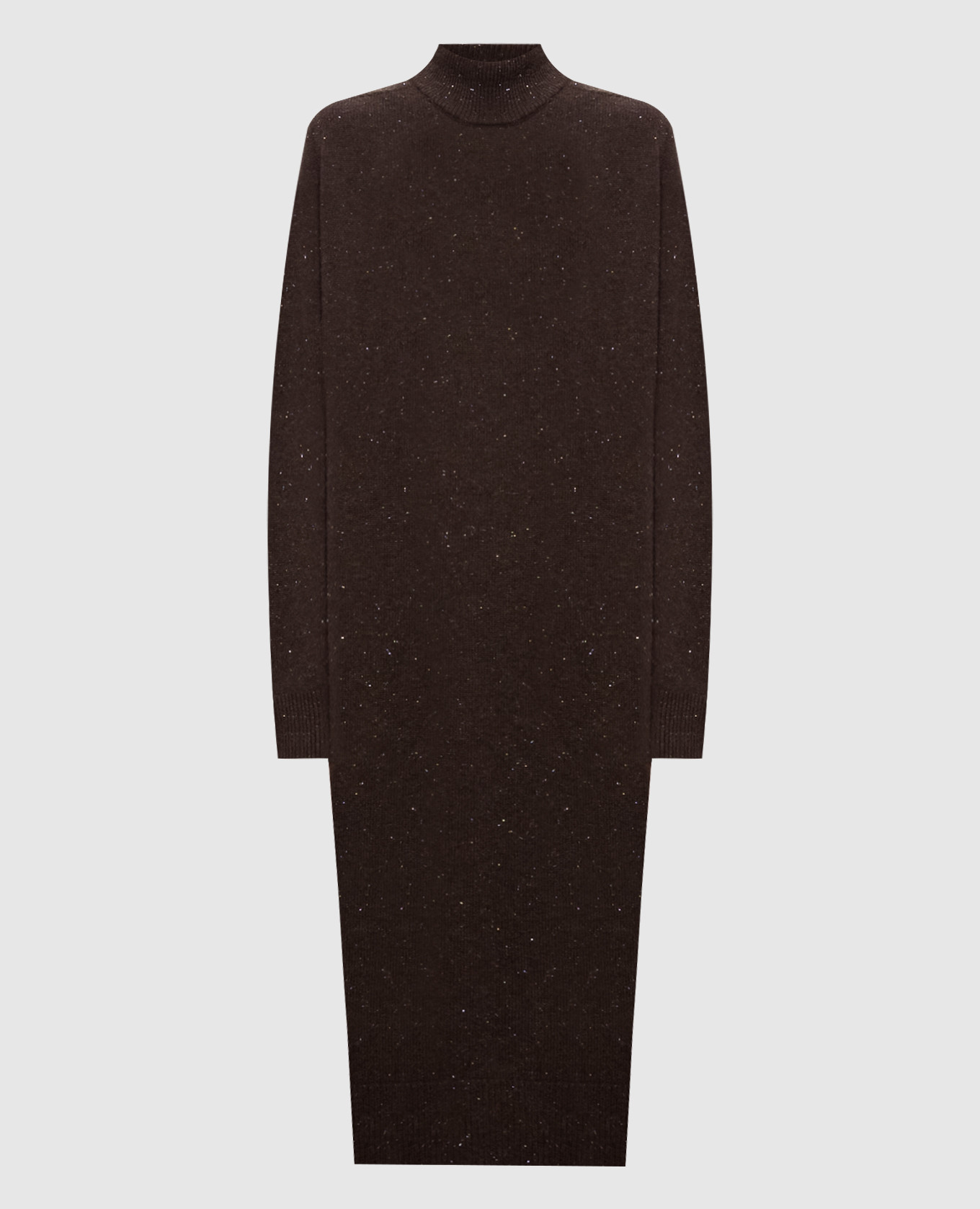 Brown midi dress with wool and silk Peserico
