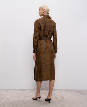 Max Mara Brown TSNOB silk shirt dress MSTSNOB