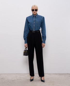 Thierry Mugler Blue denim shirt with accent shoulders 26P6TO08412032