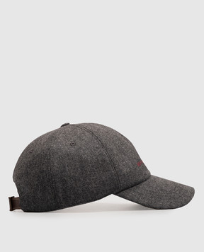 Brunello Cucinelli Grey wool cap with logo embroidery M038P9850