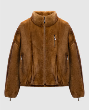 Rindi Brown mink fur coat with zipper 009VS026SELVAGGIATO