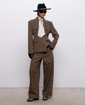 Brunello Cucinelli Brown wool trousers with lapels MD002P9353