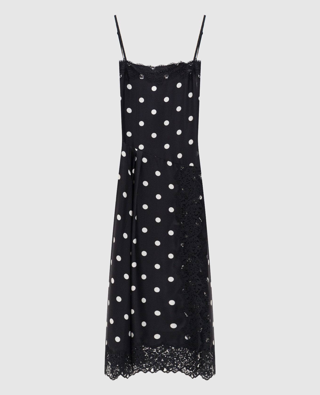 CAPO black polka dot silk dress