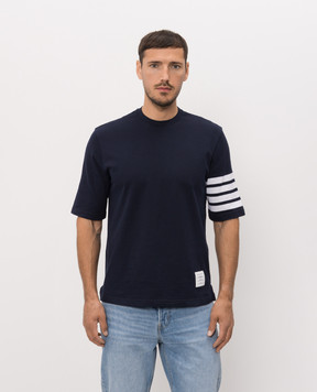 Thom Browne Blue t-shirt with logo patch MJS168G07862