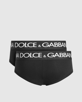 Dolce&Gabbana Set of black briefs with logo pattern M9D69JONN97