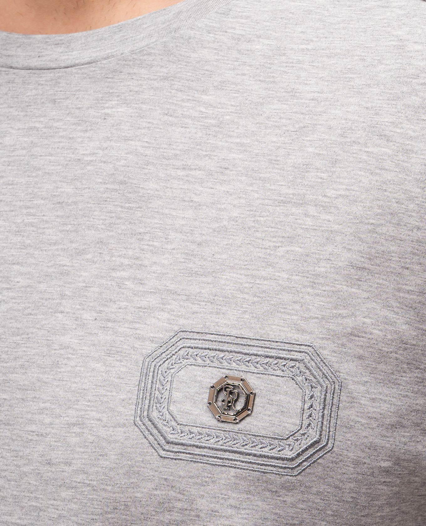 Grey melange T-shirt with embroidered logo Stefano Ricci 4