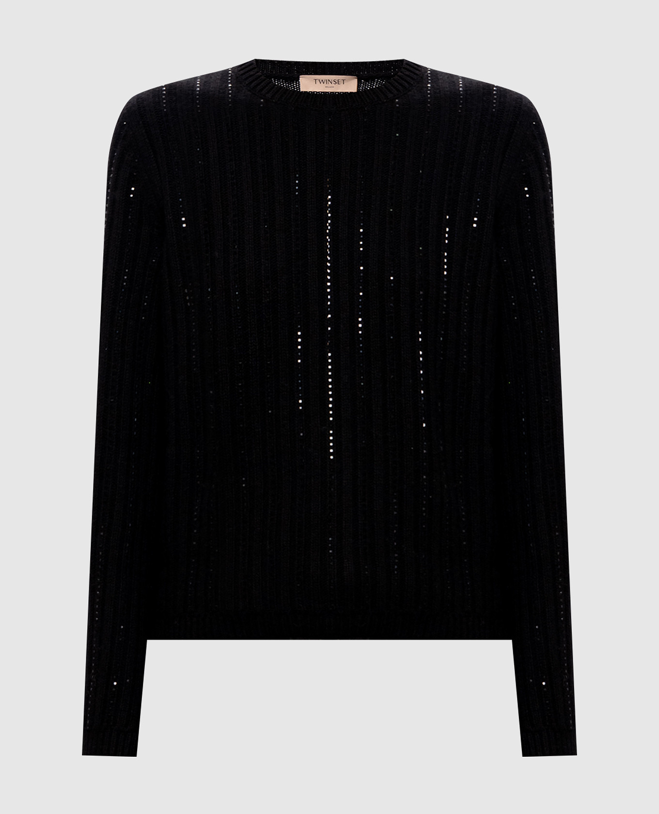 Black wool sweater with crystals